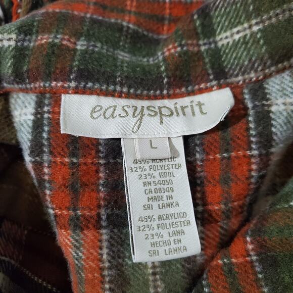 Vtg Easy Spirit Wool Blend Plaid Fringe Button Southwestern Shacket Womens Sz L - Picture 6 of 9